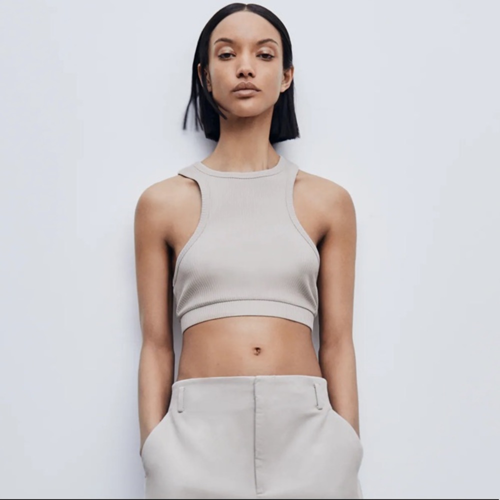 ZARA RIBBED HALTER TOP